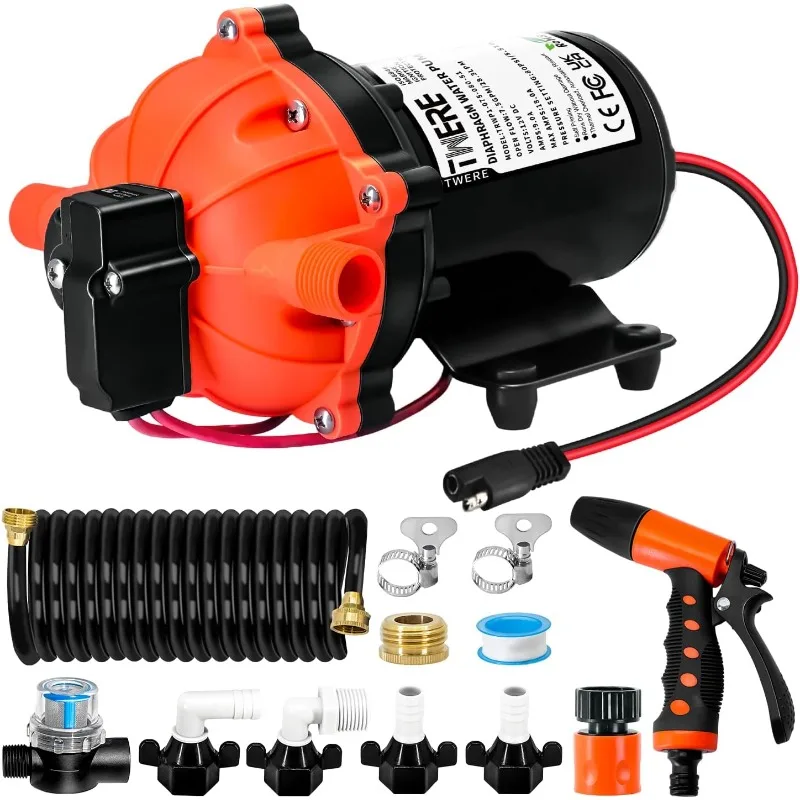 

0 PSI Washdown Deck Wash Pump Kit, 12V Washdown Pump Kit with Strainer and Pressure Switch for RV,Boat,Sprayer,Travel T