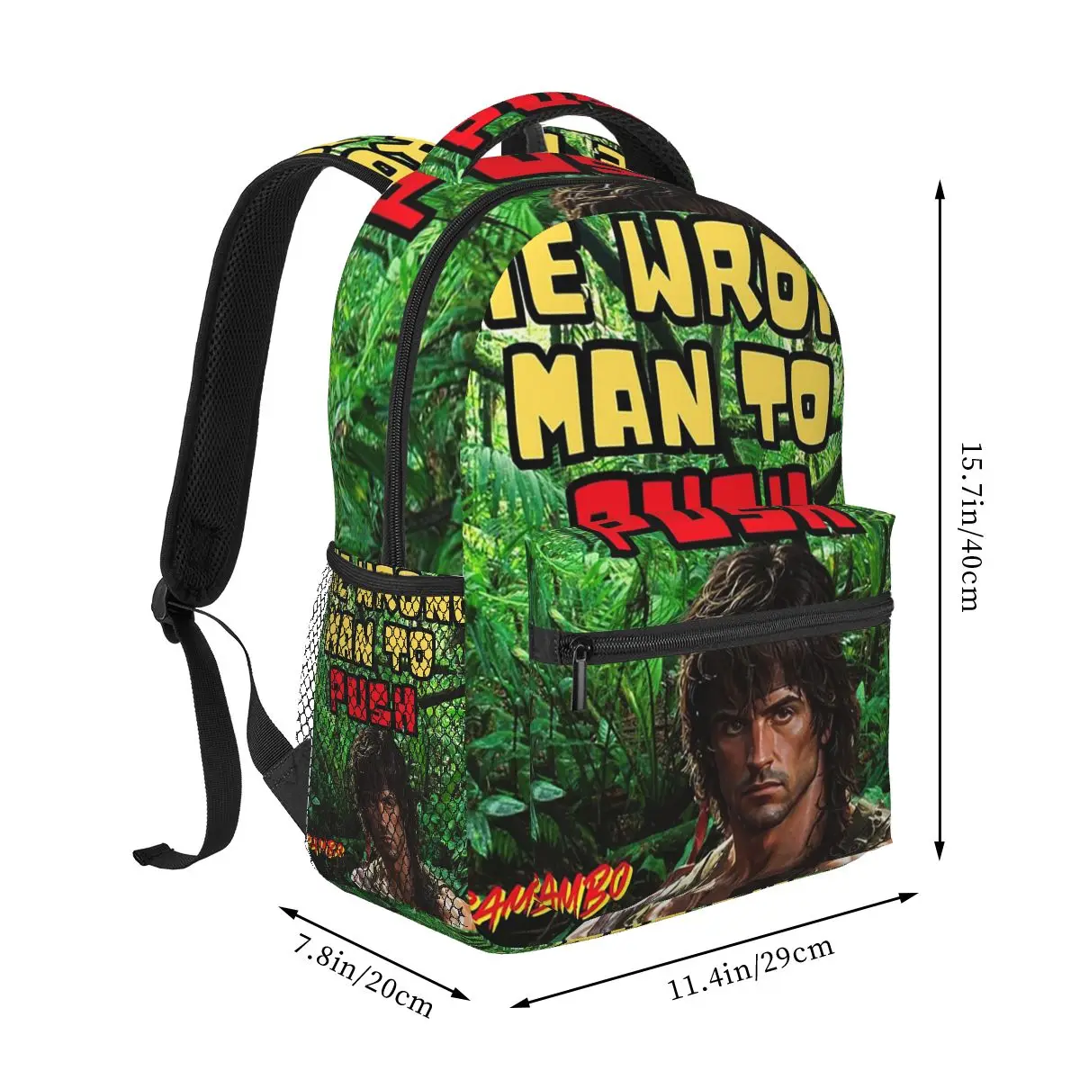 First Blood John Rambo Quotes Sylvester Stallone Backpack Student Boys Girls BookBag School Bag Shoulder Bags for Men Women