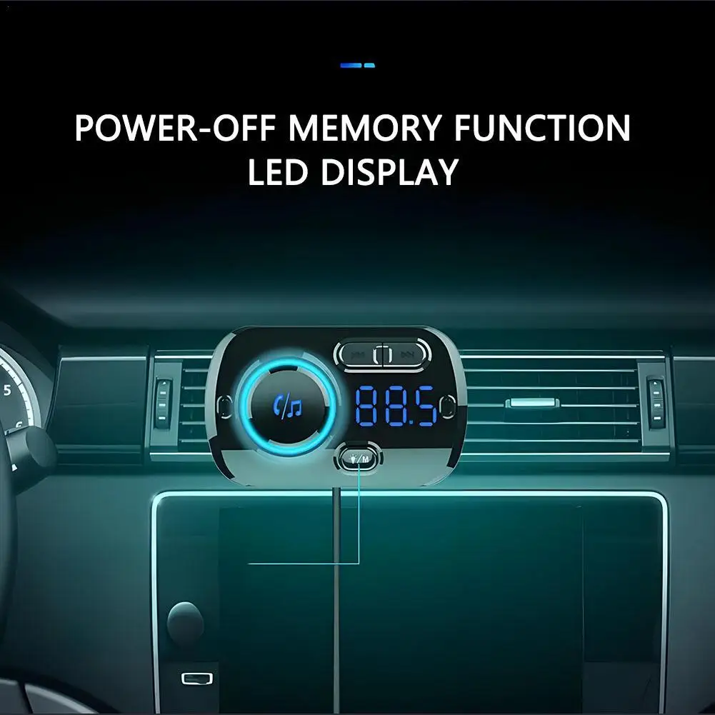 

Car Dual USB Smart Fast Charging MP3 Playback BT HK009A FM Transmitter Noise Reduction Technology Digital LED Display Support TF