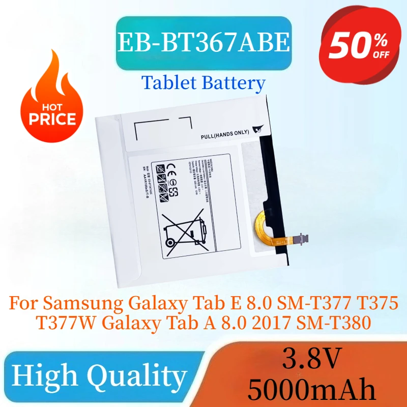 

New EB-BT367ABE EB-BT367ABA Tablet Battery 5000mAh For Samsung Galaxy Tab E 8.0 SM-T377 T375 T377W Galaxy Tab A 8.0 2017 SM-T380