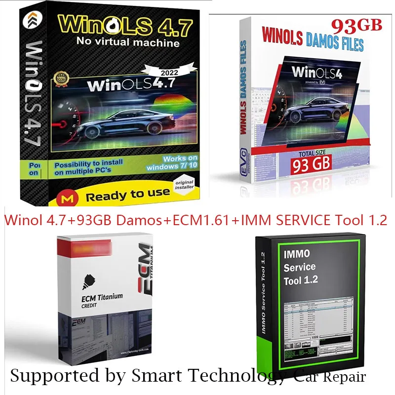 Newest ECU Programming Tool Winols 4.7 Software+93GB Damos Files+ECM TITANIUM 26100+ Immo Service Tool V1.2+Install Video Guide