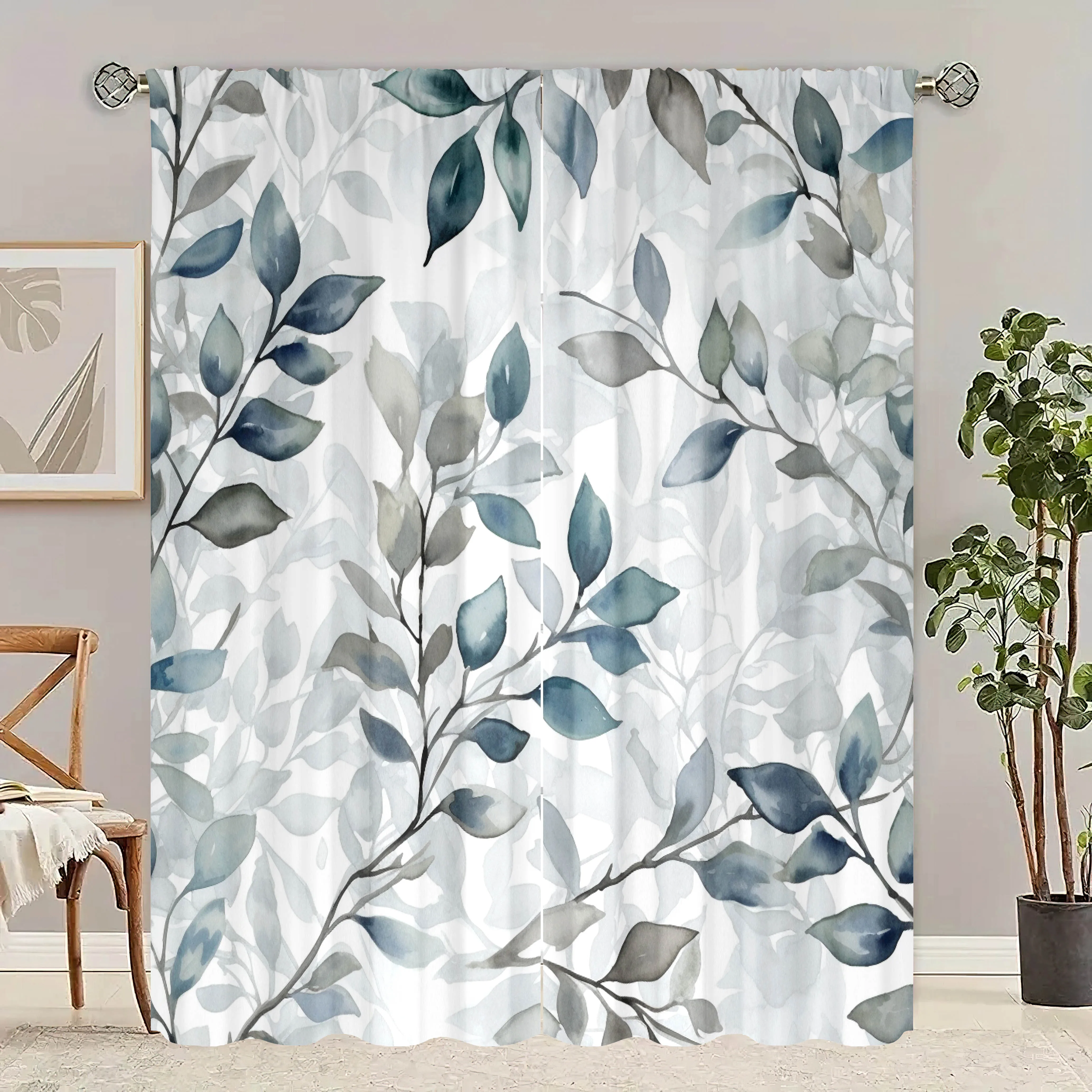 

2 pieces - Floral print curtain decoration, bedroom, living room, study, private space