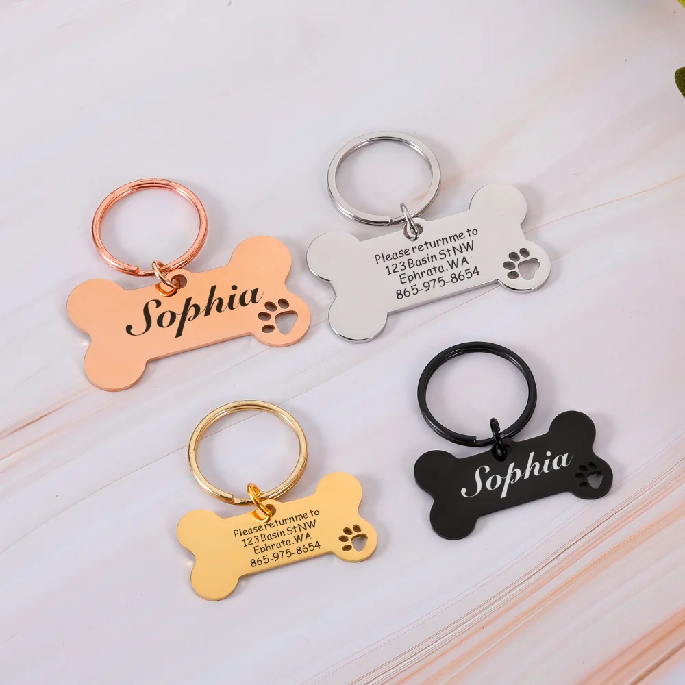 

1 pc Engraved Tags Simplicity Dog Tag Laser Engraving Tags Engraved Personalized Pet ID Tag For dog Pets