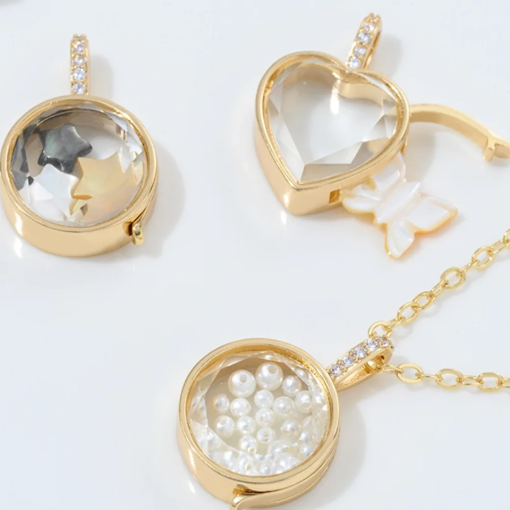 

1 шт., медные подвески, 14-каратное золото, цвет, ретро-коробка для фотографий, персонализированный кулон, полый дизайн, прозрачная коробка, открывающаяся подвеска «сделай сам»