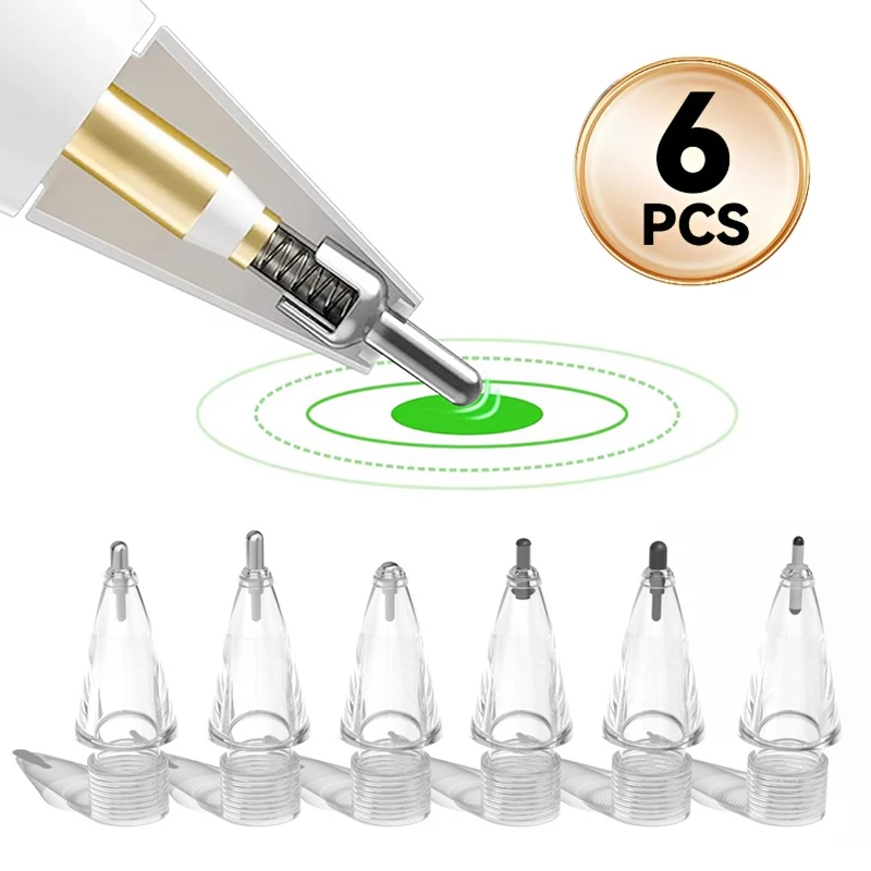 

Сменные наконечники 4/6 в 1, прозрачные запасные наконечники для Apple Pencil 1-го 2-го поколения, стилус, гладкое письмо, бесшумное перо для iPencil 1 2 3