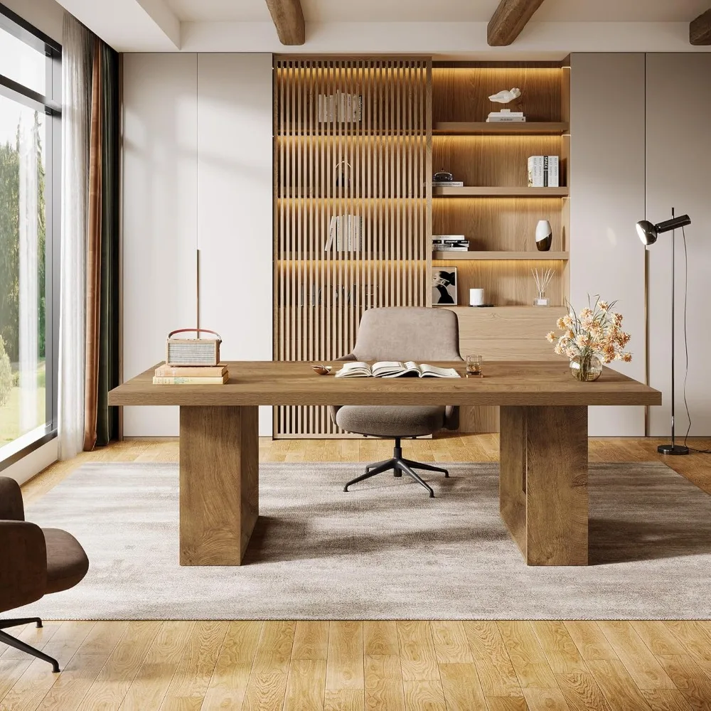 Home Office Desk, 62.99" Large Farmhouse Executive Desk, Computer Table for Office, Conference Room, Study Room, Customized