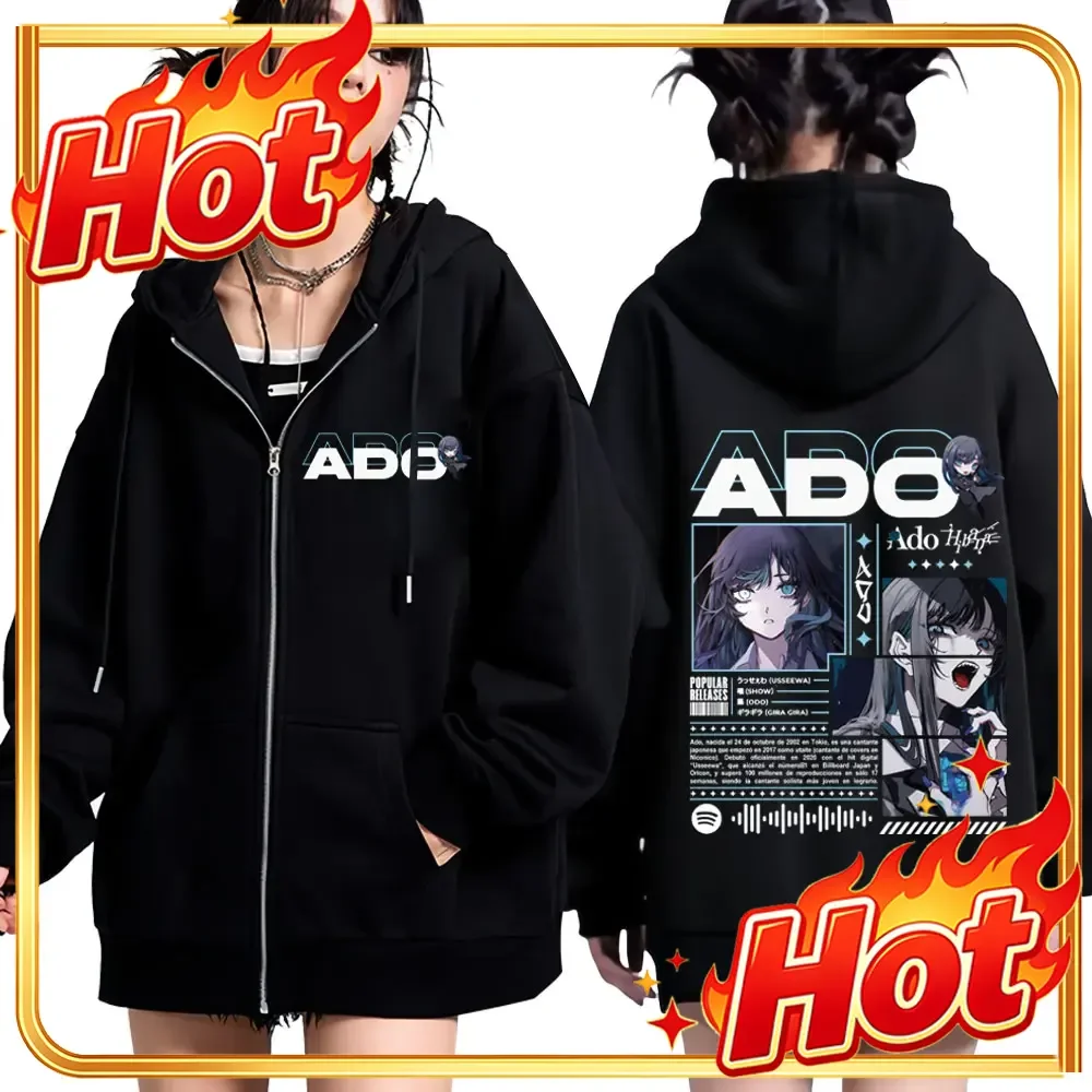 Ado World Tour Hot Sale 2025 Hibana Zipper Hoodie Men Women Fashion Harajuku Zip Up Sweatshirts Pullover Gothic Punk Jacket Coat
