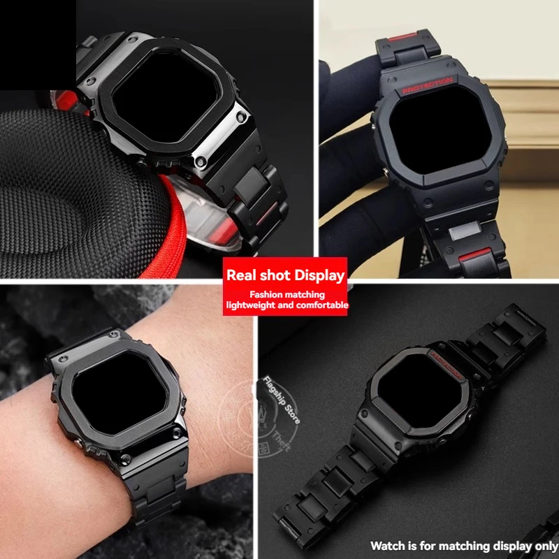 Pulseira de aço de plástico preto masculino, pulseira de relógio, alta qualidade, apto para Casio G-SHOCK, DW5600, GW-M5610, GA-2100, DW-6900 Series