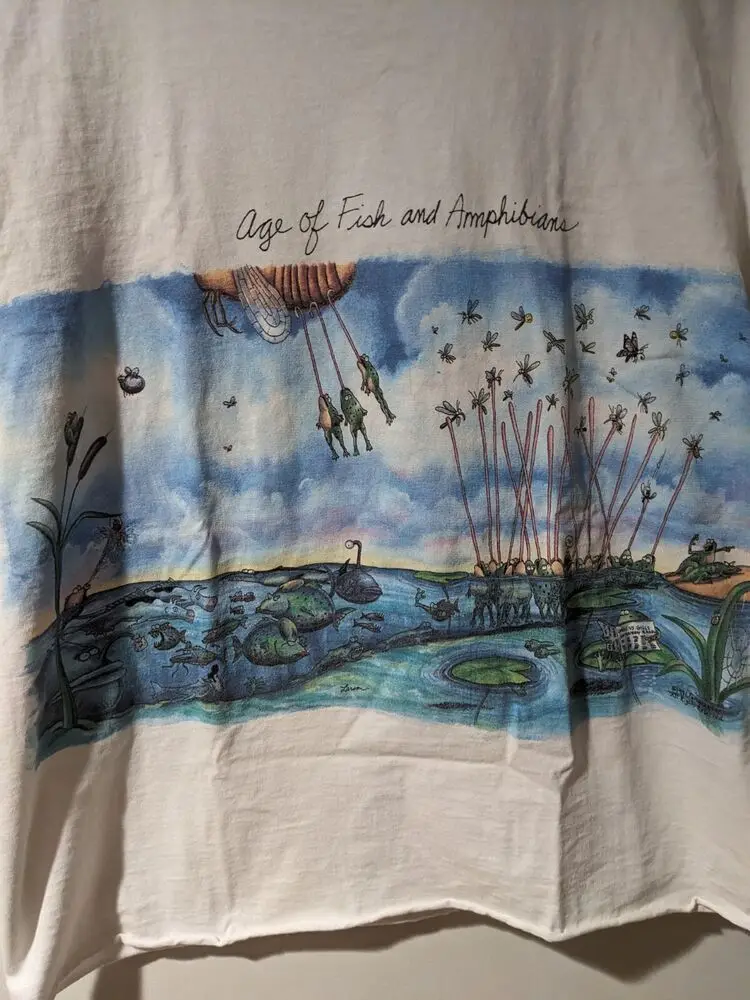 Vintage 1991 Frog Age of Fish and Amphibians White Medium T-Shirt