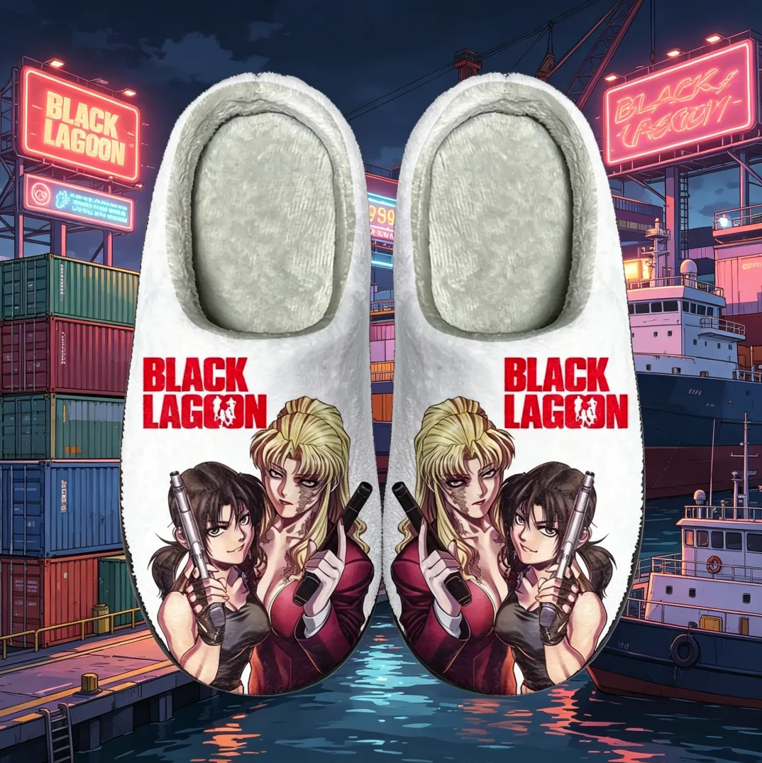 

Аниме-тапочки Black Lagoon Revy, хлопковые, унисекс, теплые зимние домашние плюшевые шлепанцы, мягкие и уютные, подарок для фанатов аниме