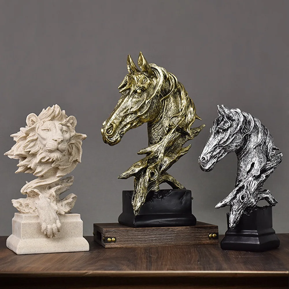 

1 Resin minimalist modern horsehead living room crafts sandstone TV Art Home Office Desktop Decoration Figurines Statues Decor