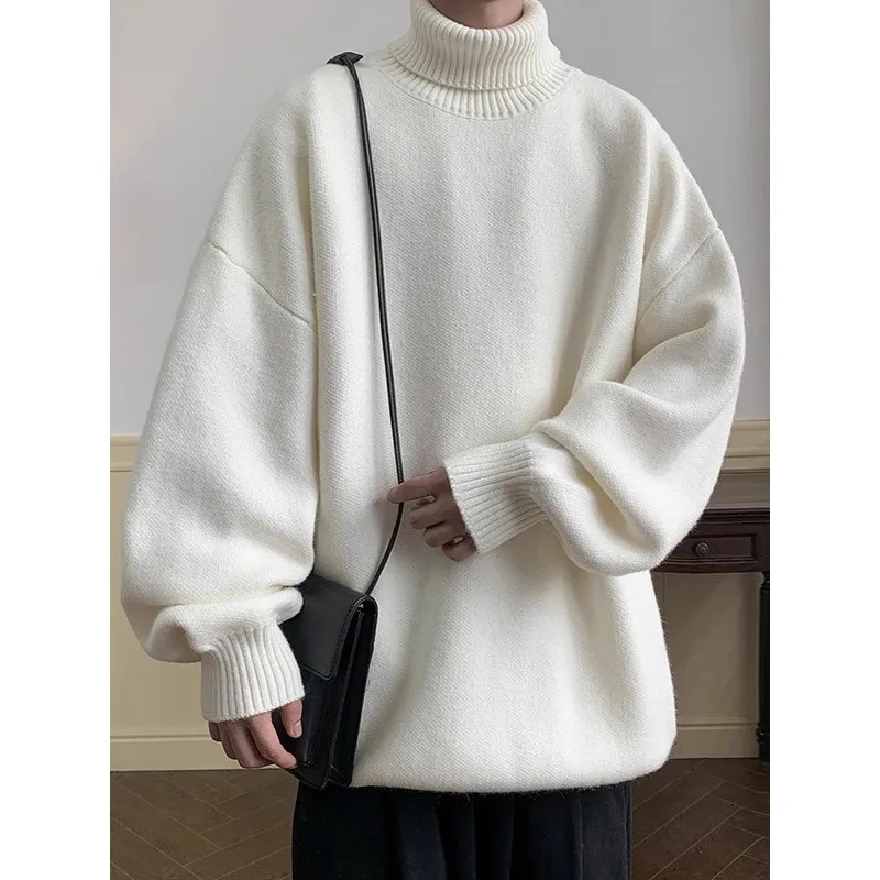 

Large Size 300 Pou Simple Color Men's Knitwear High Collar Casual Autumn Winter Hong Kong Sle Trendy Sweater