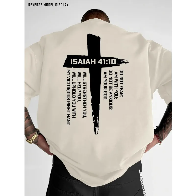 Christliches Kreuz und Bibelvers Grafik-T-Shirt für Herren Atmungsaktiv 100% Baumwolle Perfekt für Sommer Lässiger Streetwear-Stil