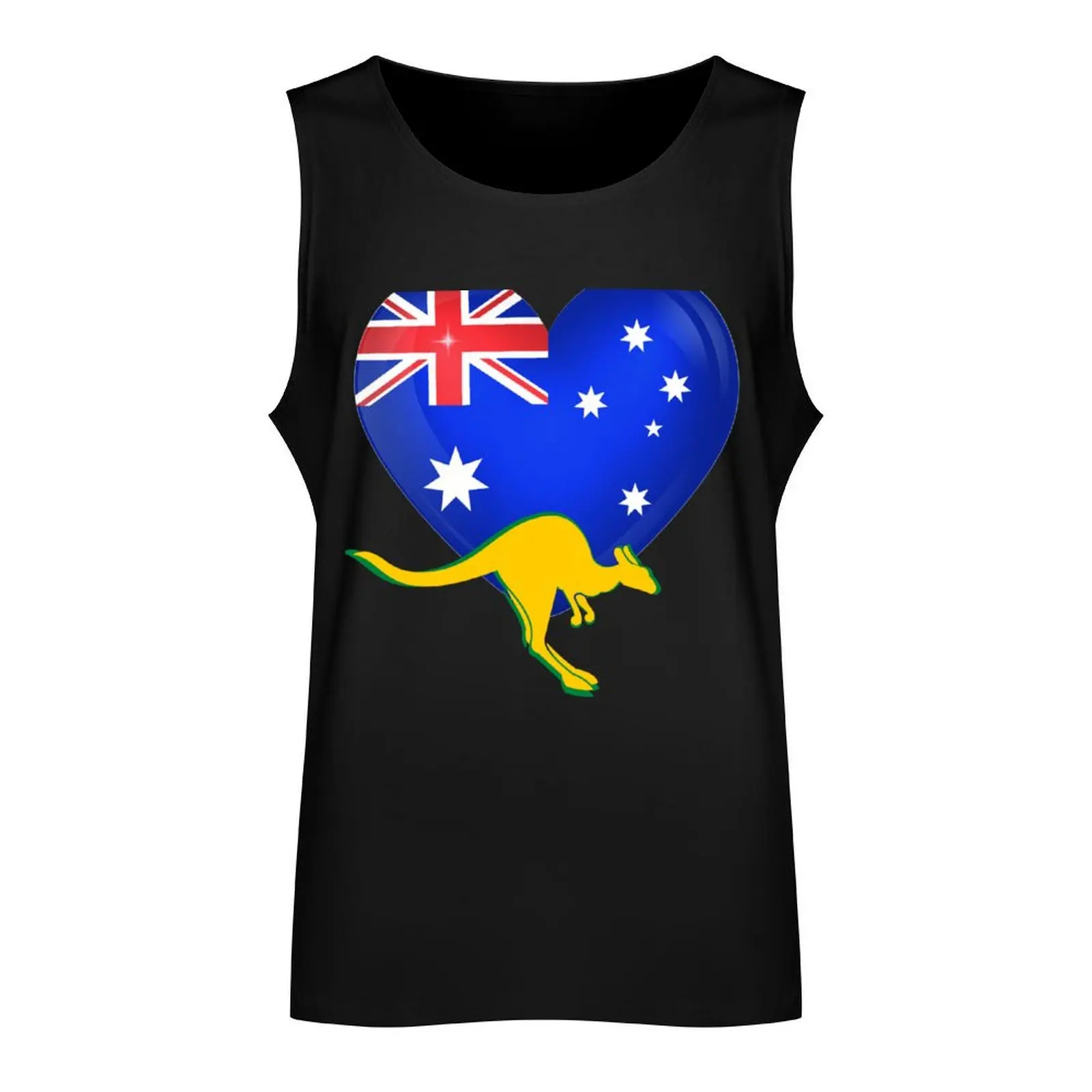 Australian Aussie Heart Flag & Kangaroo Wallaby Tank Top Japanese t-shirt gym training accessories