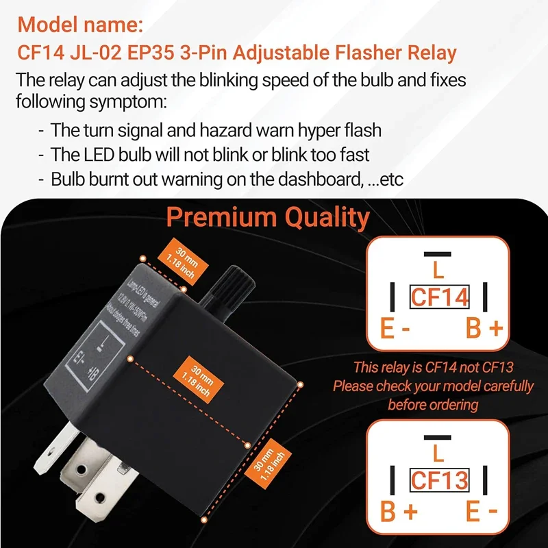 CF13KT CF14KT Universal 3 Pins 12.8V 0.1W-150W Adjustable LED Turn Light Flasher Flash Relay Motorcycle Switch