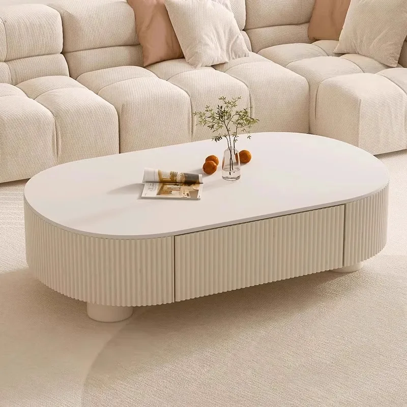 

Rock slab coffee table light luxury modern simple small apartment living room home creative oval high-end coffee