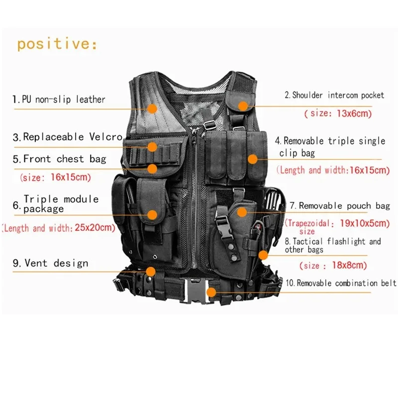 Multi-Functional Wear-resistant Tactical Vest Adjustable Outdoor Training Clothes Multi Pockets Equipment Protective Waistcoat