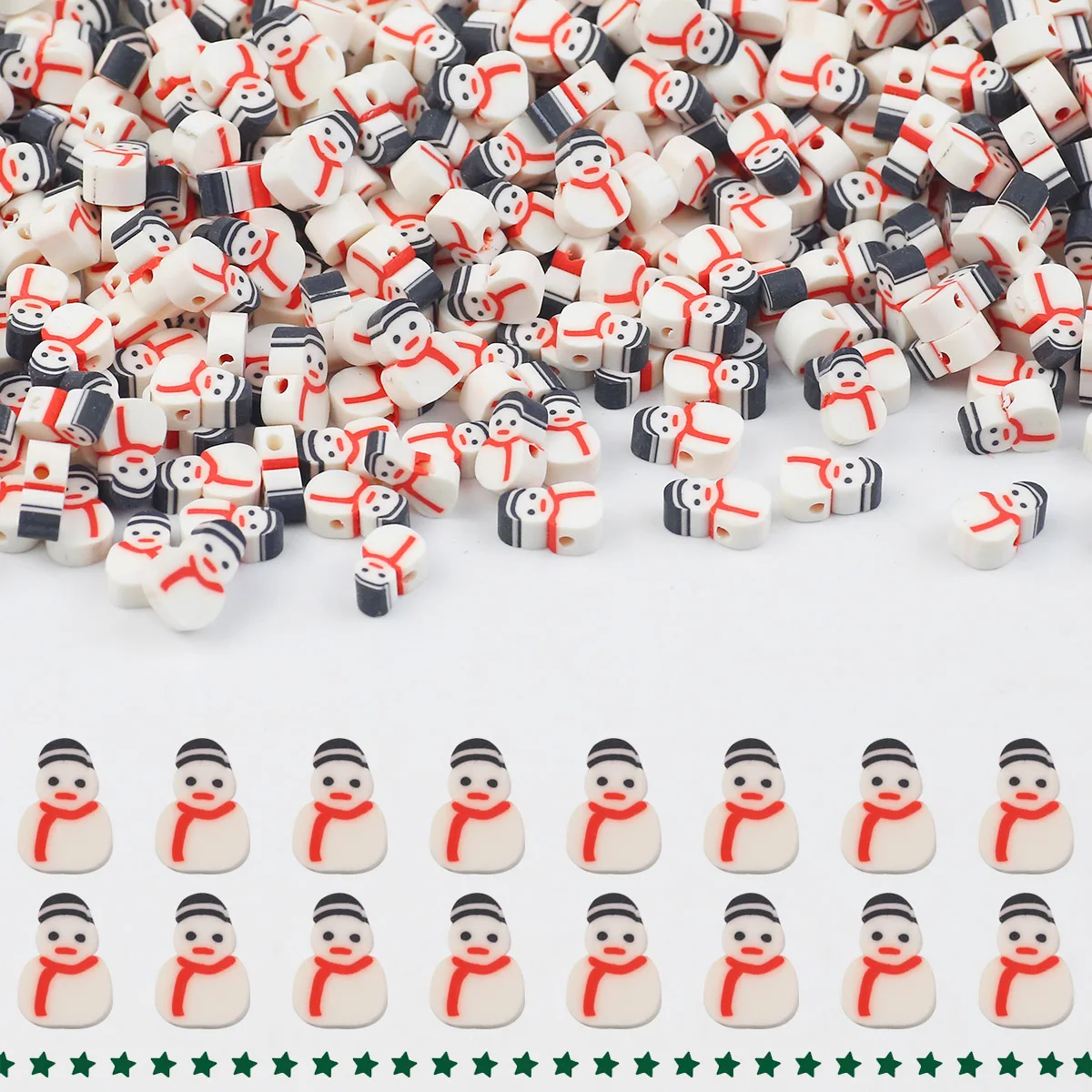 Snowmen Shape Polymer Clay Loose Beads Spacers For Jewelry Making DIY Charms Bracelets Christmas Accessories 50/100/200/300Pcs