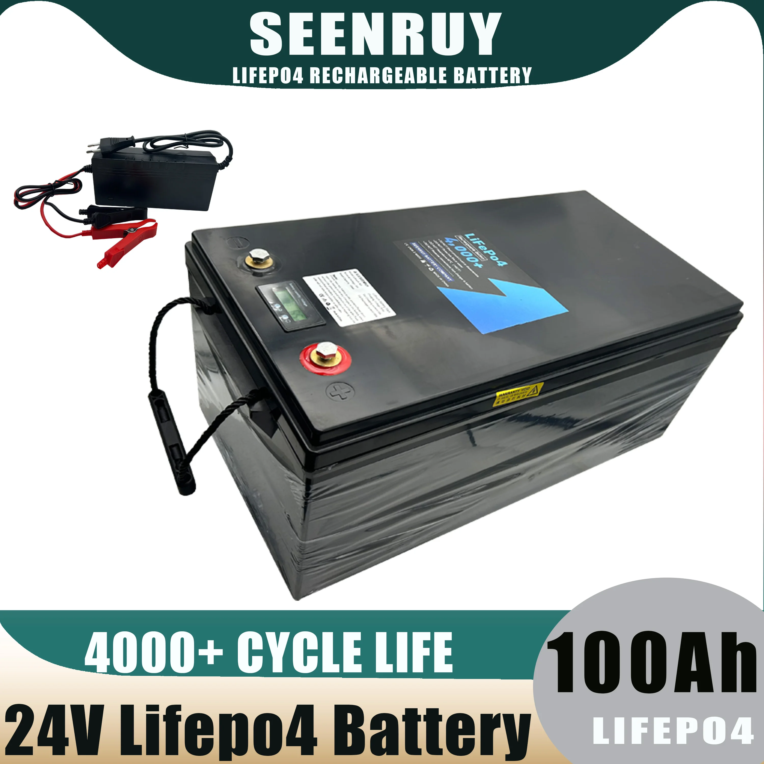 24v 100ah LifePO4 Battery Pack Rechargeable LPF Lithium Iron Phosphate Bttery Built in BMS 100A for RV Golf Car