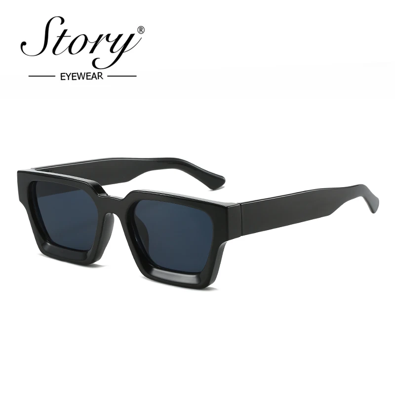 STORY Vintage Tortoiseshell Thick Square Sunglasses Women Men Brand Designer Fashion Chunky Rectangle Sun Glasses Female S19115