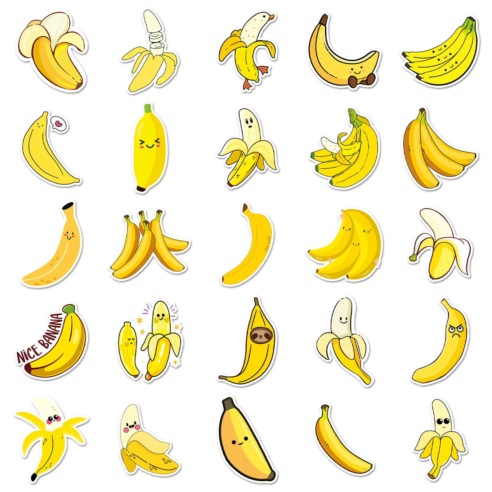 10/30/50PCS Cartoon Banana Sticker Graffiti iPad Luggage  Laptop Helmet  Car Computer Pattern Scrapbook Toy Decoration Wholesale