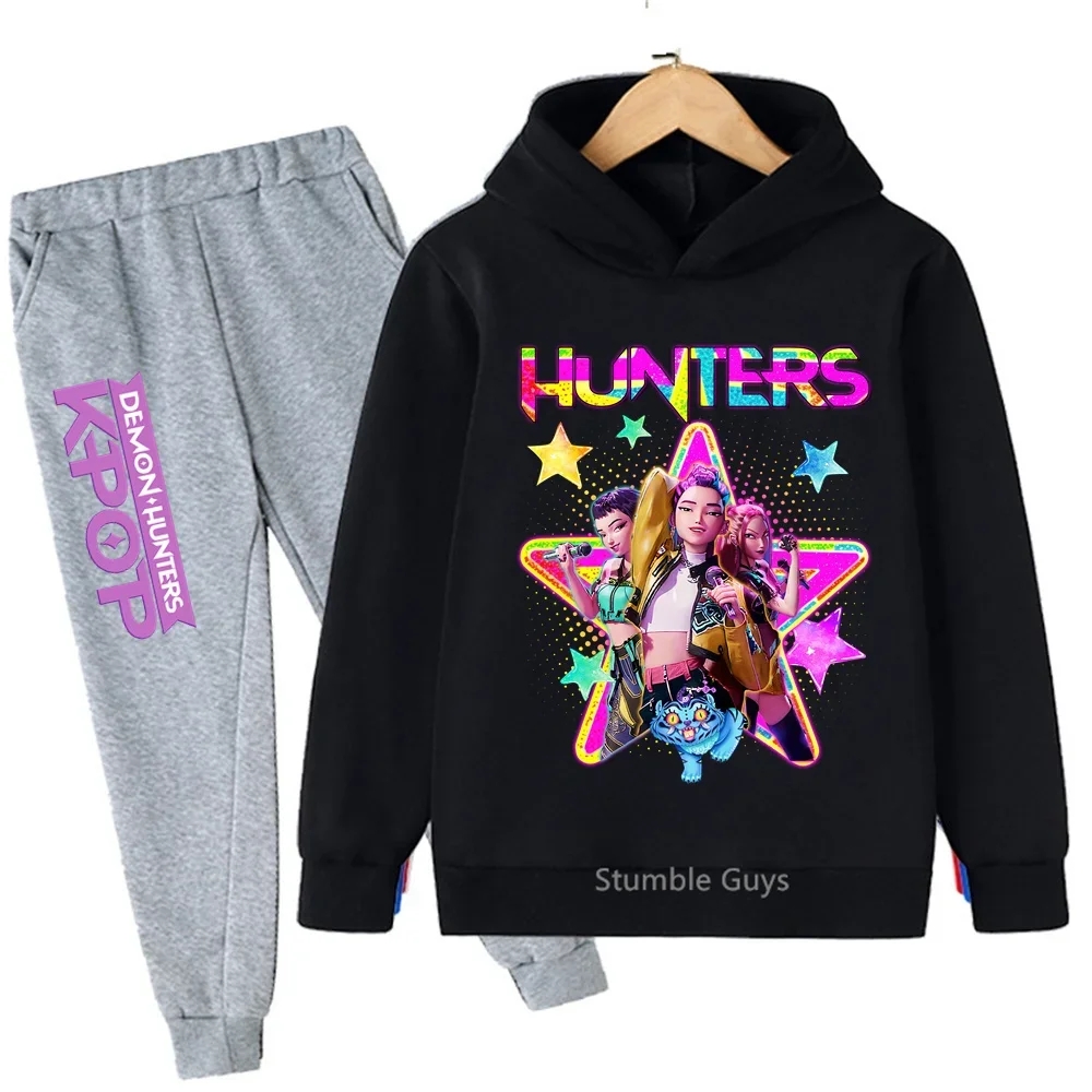 

Kpop Demon Hunters Hoodie Set Kids Boys Girls Sportswear 3-12Y Autumn Anime Clothes​