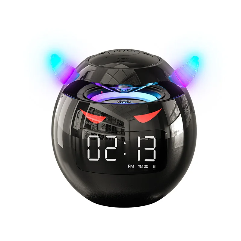 Bluetooth Speaker Audio with LED Digital Alarm Clock Music Player Wireless Ball Shape Clock Speaker Mini Speaker Alarm clock