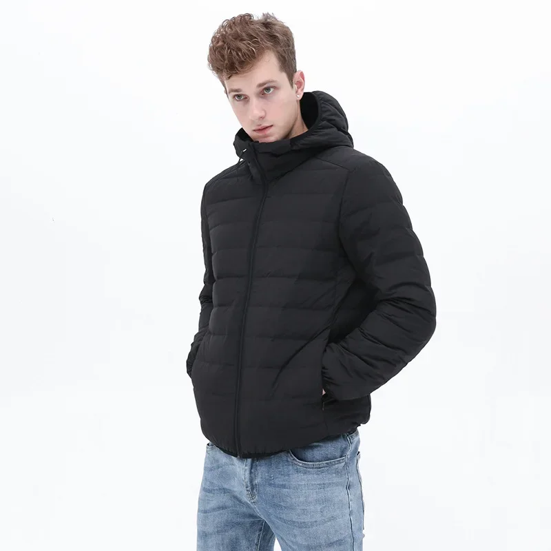 Erstklassige Herrenmode mit Kapuze 90% weiße Enten daunen mäntel Autumen Winter neu warm halten Männer lässige Daunen jacke