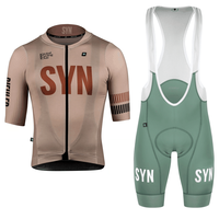 SYN Brown Cycling Clothing men's short sleeve cycling jersey and bib shorts high-quality soft fabric and shock-proof seat pad