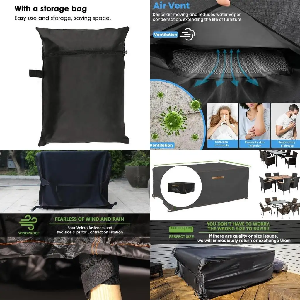 

R66A Weather Resistant Garden Furniture Protectors Waterproof Oxford Cloth Furniture Cover Folding Design for Outdoor Use