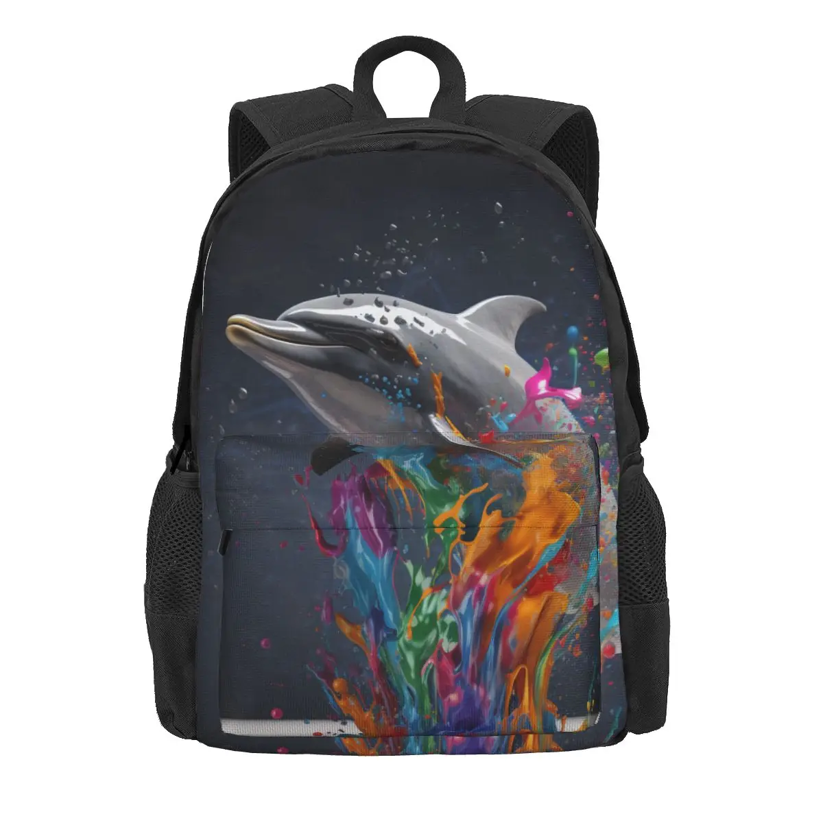 Dolphin Backpack Liquid Splash Explosion University Backpacks Boy Aesthetic School Bags Design Lightweight Rucksack