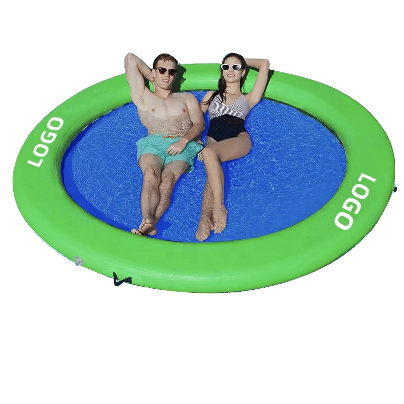 Heavy Duty PVC Inflatable Water Hammock Floating Ring Lake Raft Pool  r Adults Tanning Island Platform Mat Party Relax 5-10