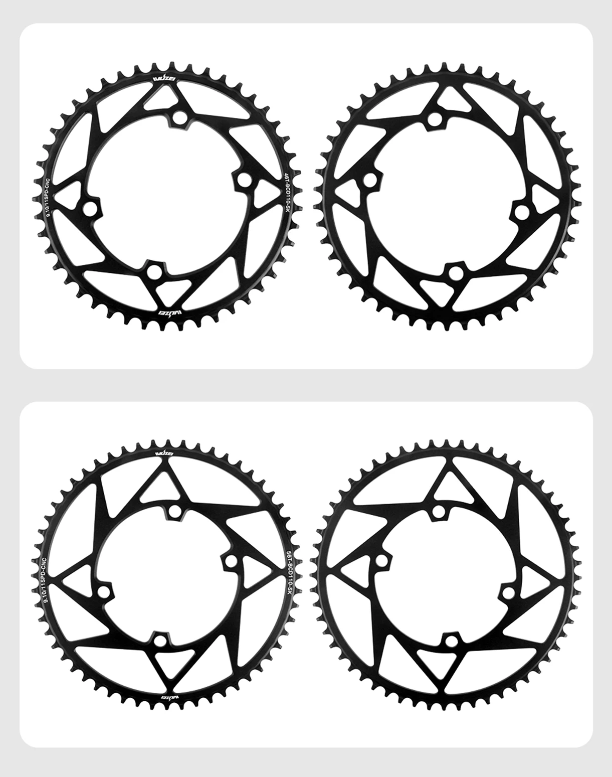 WUZEI Rennrad-Kettenblatt, 4 Schrauben, Kettenblatt, 110 BCD, Kettenrad, schmale breite Sterne, 110 BCD, Fahrradkrone für Shimano 105 R7000 R8000 – Detail 19