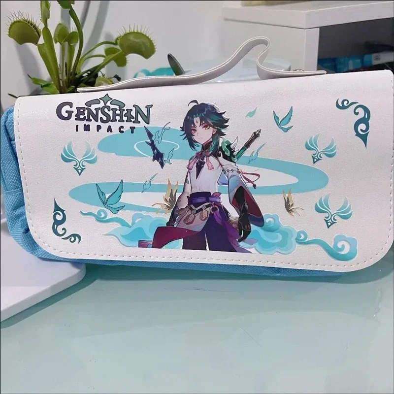 Genshin Impact PU Oxford Cloth Pencil Cases Anime Big Pencil Bags Stationery Student School Office Stationary Box Pencilcases