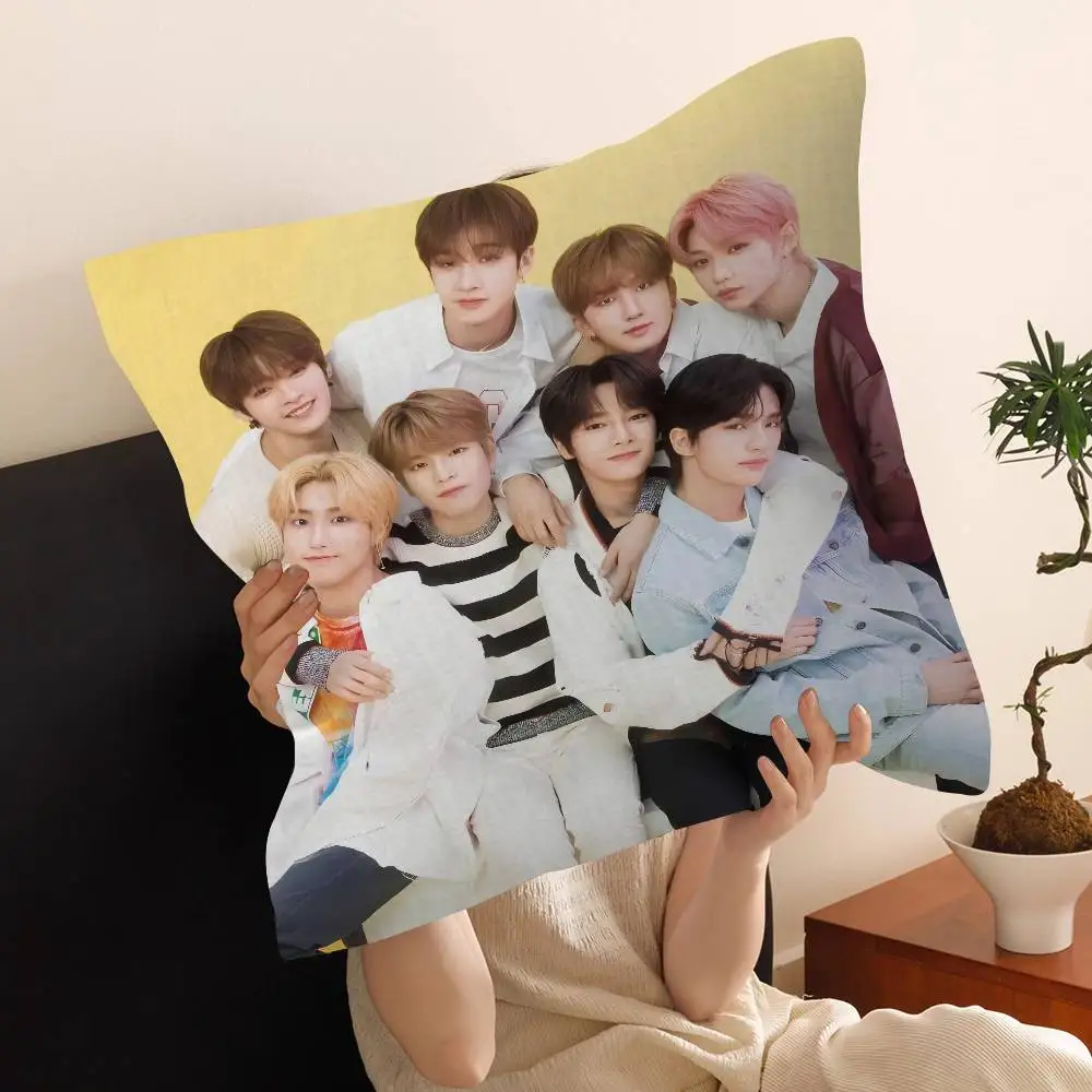 1pc Trendy SKZ Merch Pillow Cover, 2D Double-Sided Polyester Cushion Case, Stylish KPop Room Decor, Perfect Gift for KPop Lovers