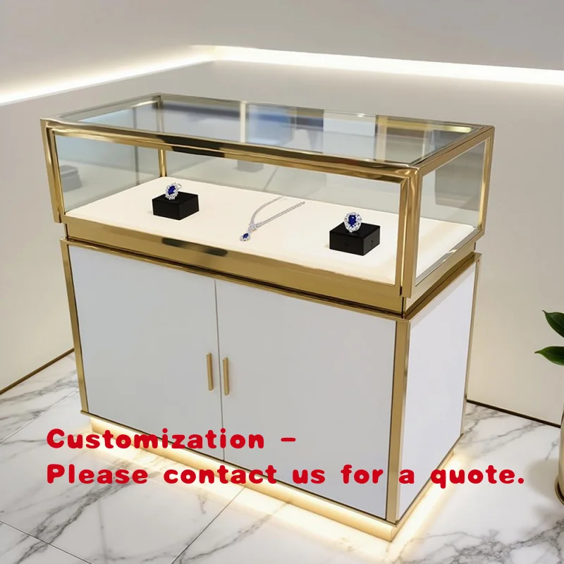 

Элитный демонстрационный шкаф для ювелирных изделий, деревянная витрина с LED-подсветкой для ювелирного магазина, стеклянная прилавочная витрина