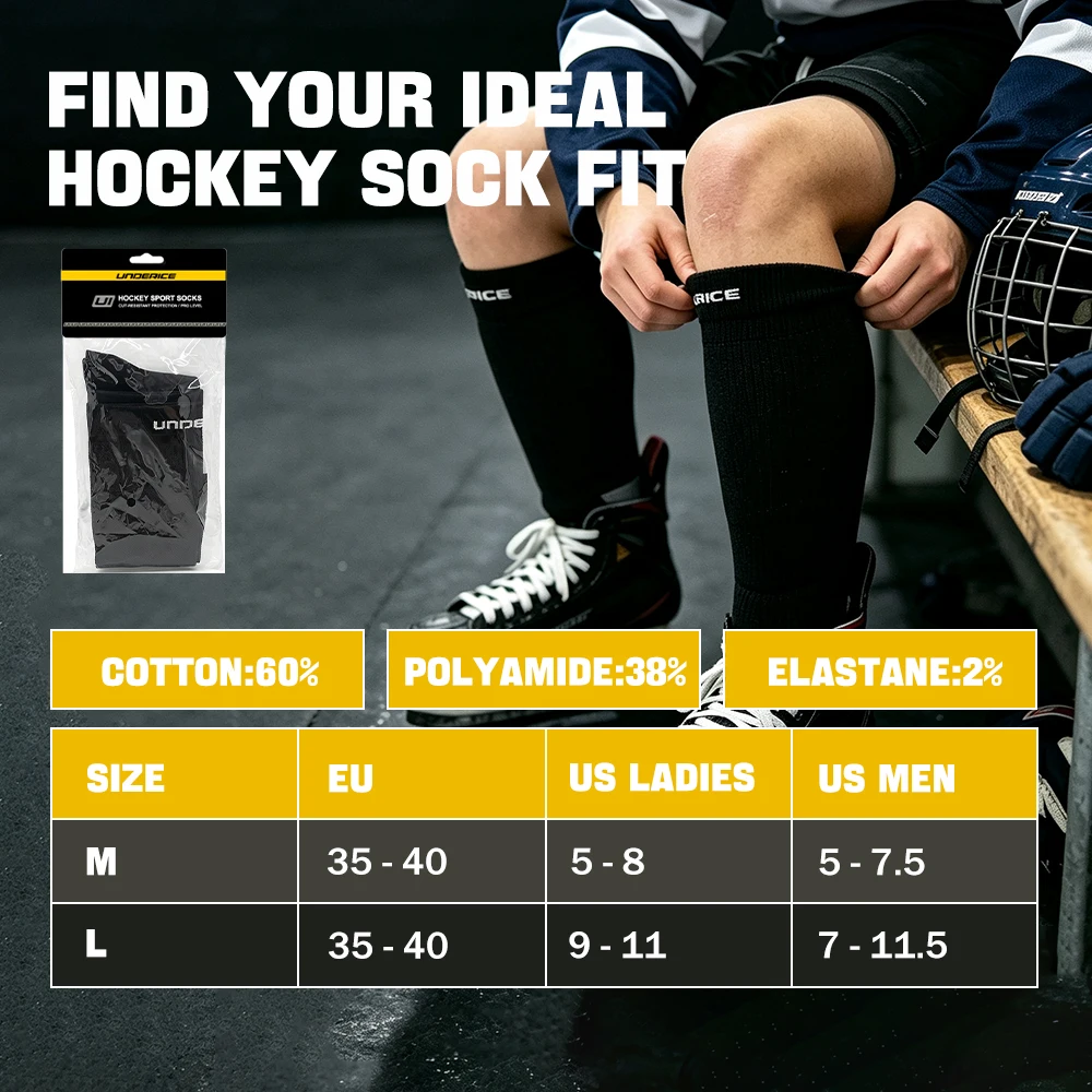 M/L 360 ° Schnittfeste Hockeysocken, feuchtigkeitsableitend, mit nahtloser Zehenpartie für Eishockey, Skifahren, Radfahren, Fußball, Sportsocken – Detail 3