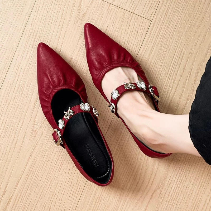 

Элегантные туфли Мэри Джейн с металлическими украшениями, женские модные модельные туфли с мелкой пряжкой, женские повседневные брендовые туфли на плоской подошве для женщин