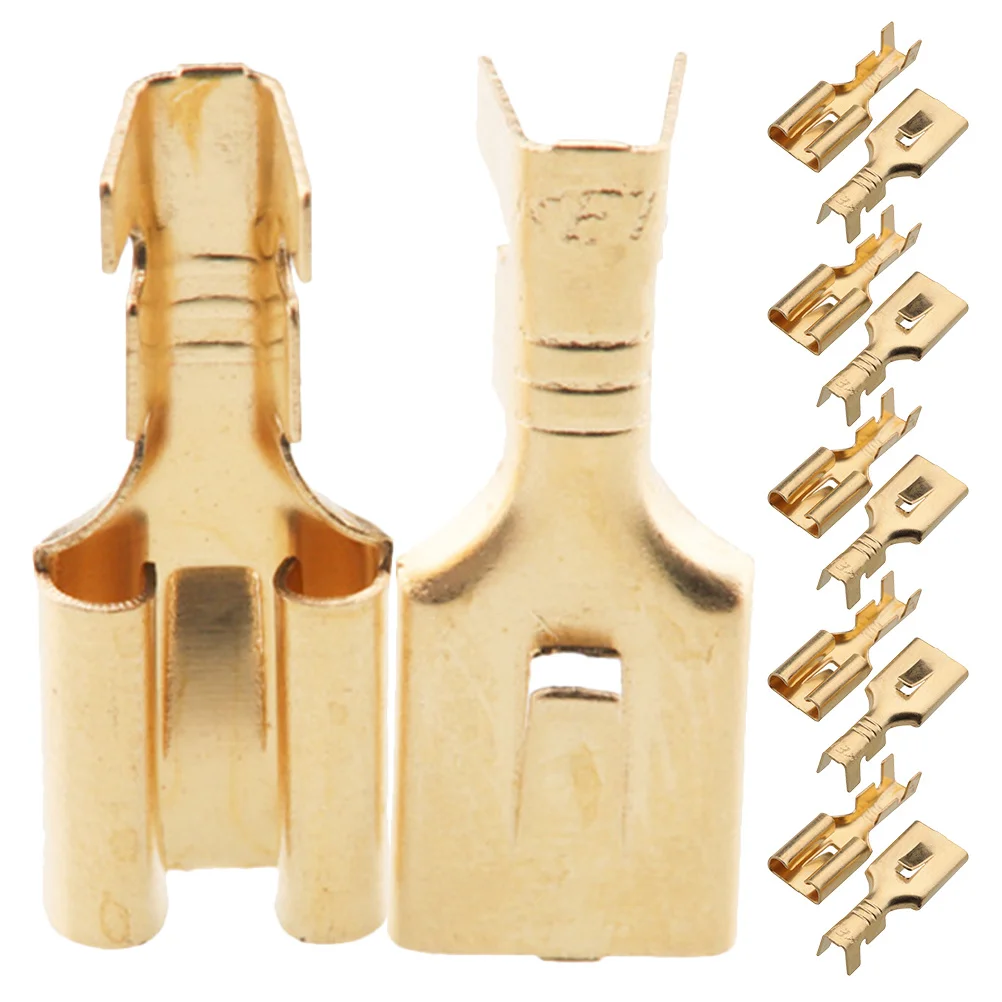 

100pcs Audio Connectors Female Spade Crimp Terminals Quick Disconnect For Car Speaker Wiring Spade Connector Kit Automotive