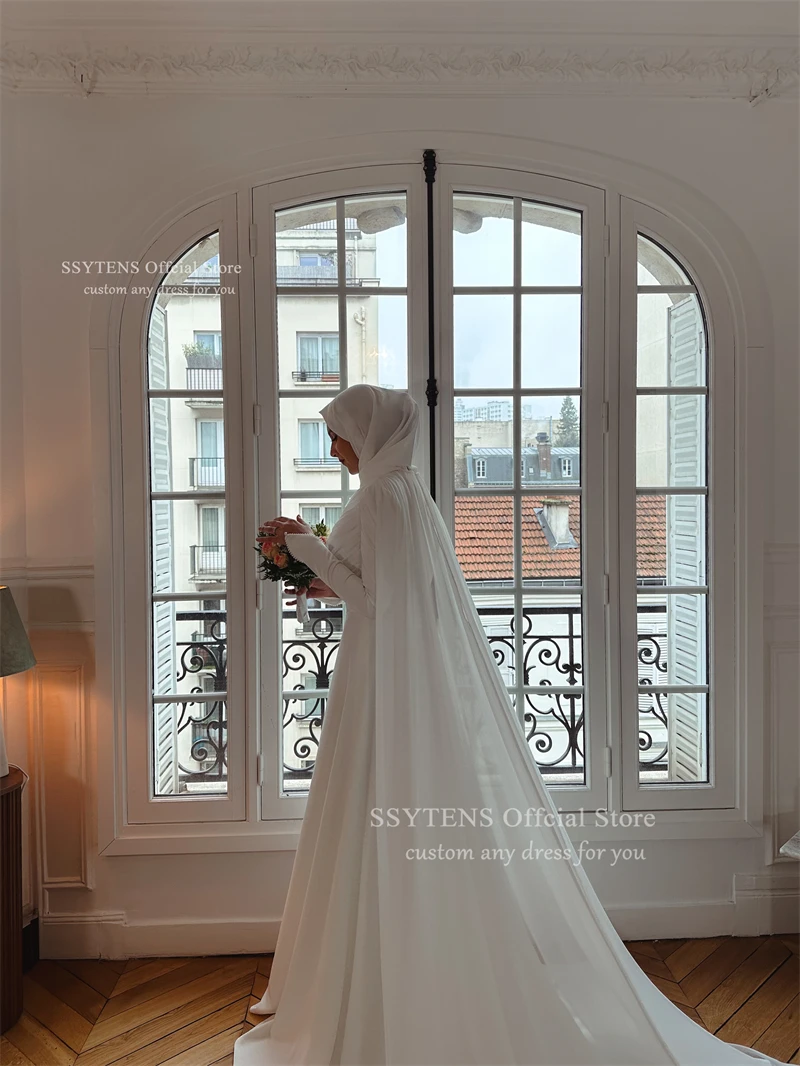 SSYTENS Customized Simple Muslim Wedding Dresses Saudi Kuwait Full Sleeves Floor-Length Bridal Gowns Long Vestidos De Novia 2027