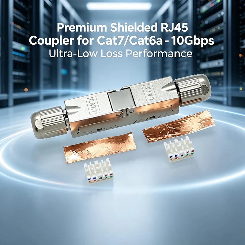 Cat7 Cat6A Cat6 Cat5e RJ45 Coupler 10Gbps Shielded POE Tool-Free Ethernet Cable Extender Low Loss Reusable Connector Wholesale