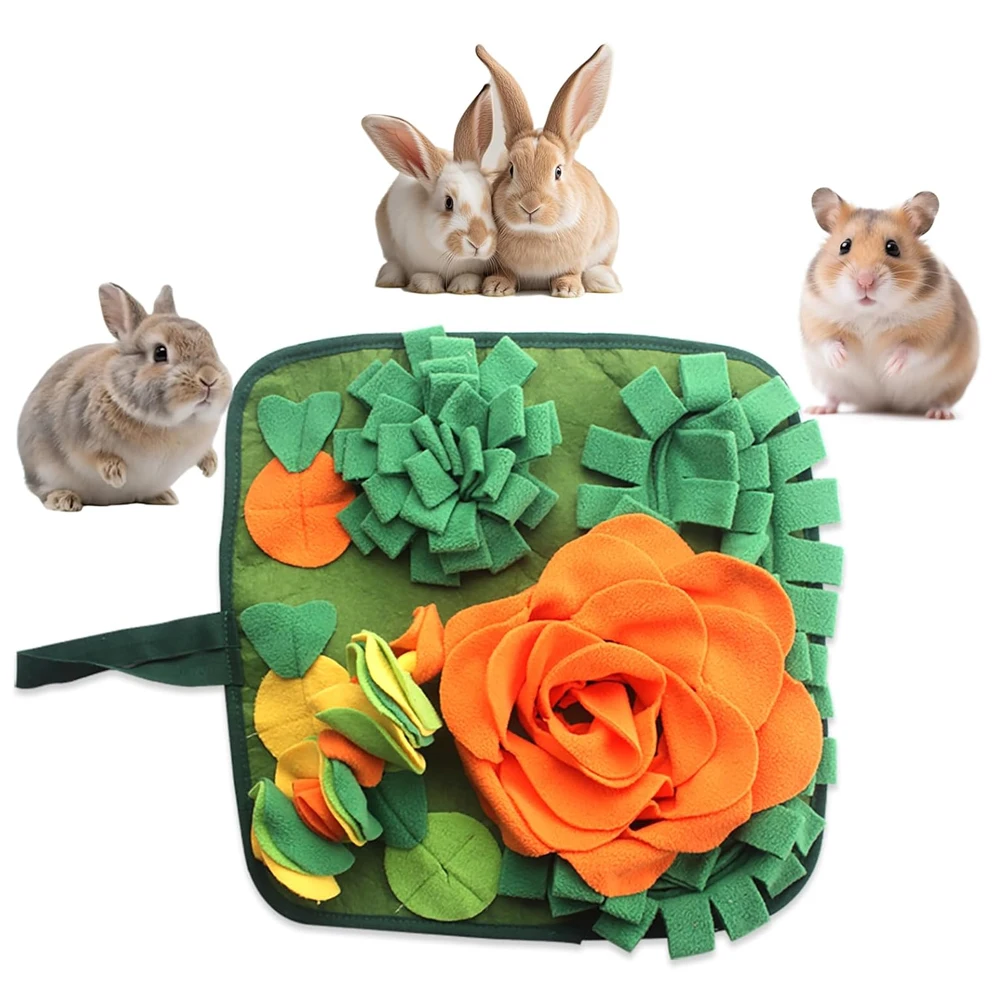 

Rabbit Pet Snuffle Mat for Small Animals Dogs Puzzle Toy Feed Mat for Bunnies Guinea Pigs Hamsters Puppies Slow Feeder Treat Mat
