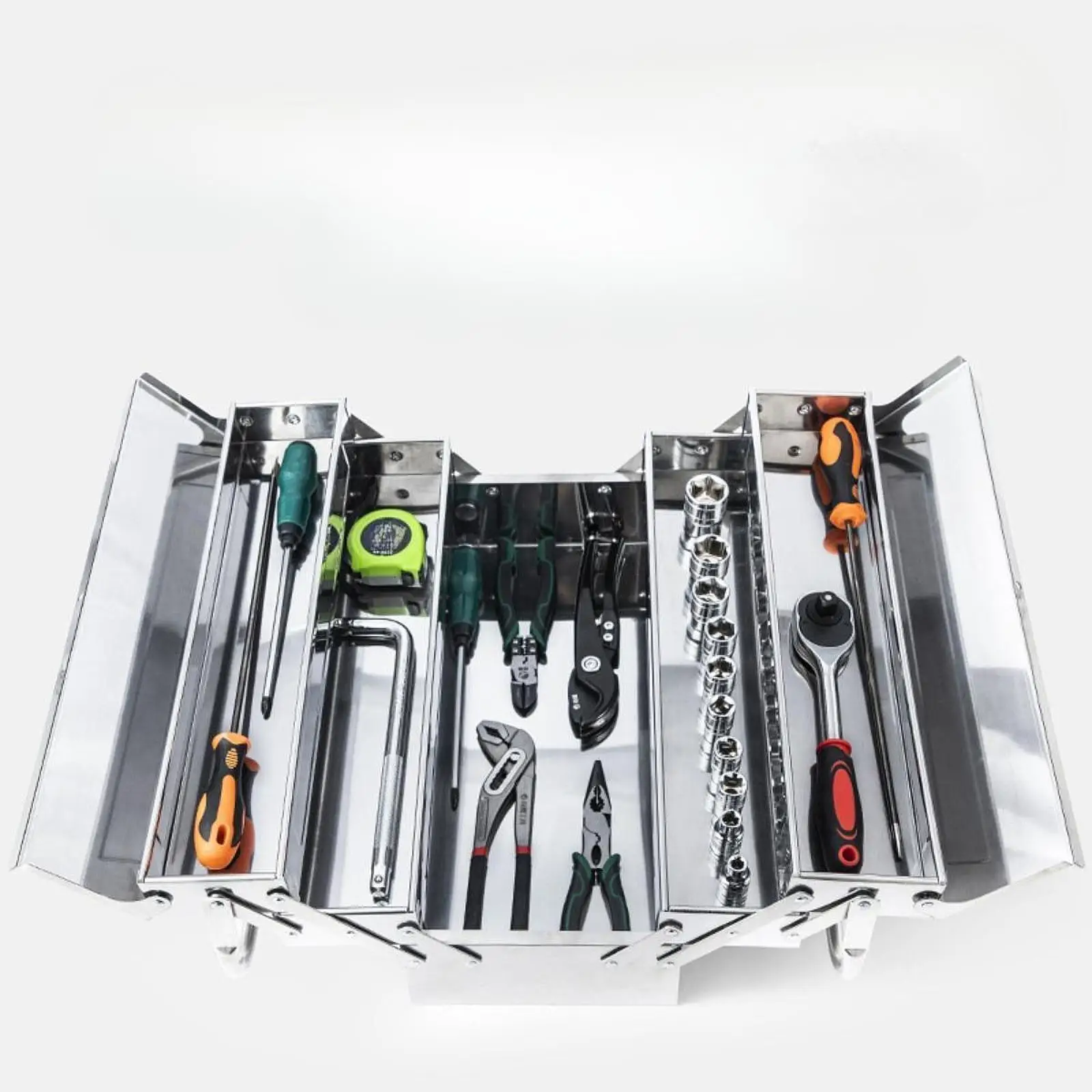 Portable Cantilever Tool Box Sturdy Toolbox Stainless Steel Tool Storage Container for Workshop Household Mechanical Repairs