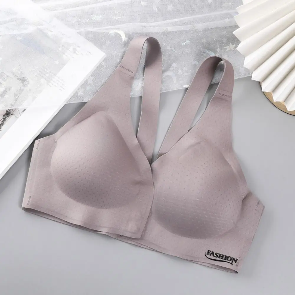 

Comfortable Front Buckle Wireless Deep V Bra Close-fitting Shockproof Push Up Underwear Lingerie Big Cup Seamless Bras Yoga