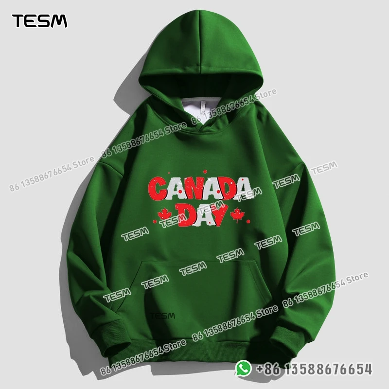 

TESM Men Women Hoodie "CANADA DAY" Print Trendy Sweatshirt Parent-child Sports Top Party Pullover Long - Sleeves