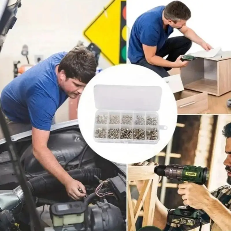 320PCS Stainless Steel Screws Nuts And Washers Kit Multiple Sizes Rust Proof For Home Repair DIY Mechanical Assembly