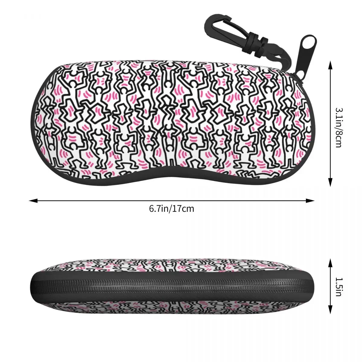 Custom White Cloud Abstract Haring Dance Shell Glasses Case Unisex Travel Eyeglasses Case Sunglasses Protector Box