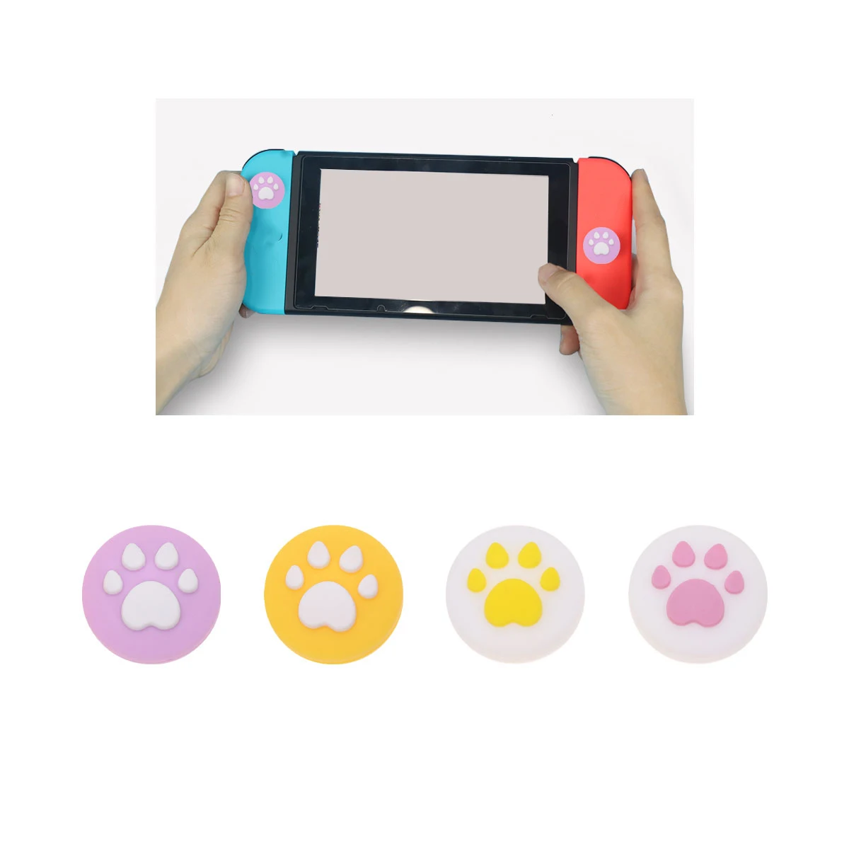 

4pcs Silicone Rocker Cover Cat Claw Design Anti Slip Joystick Cap For Switch Durable Grip Game Controller Gift Accessory
