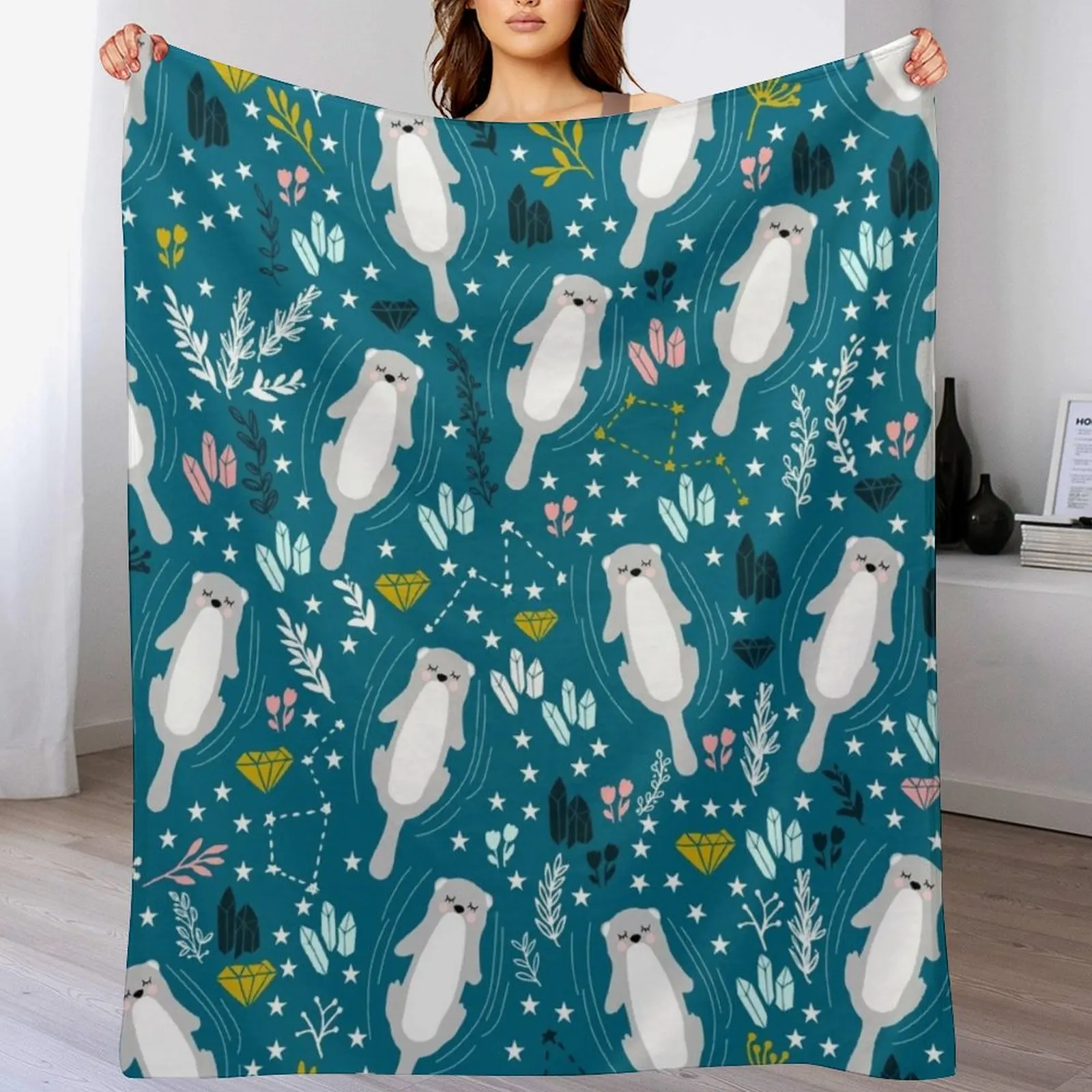 

Cute otters Throw Blanket Stuffeds Multi-Purpose Blankets