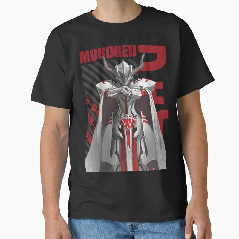 

Mordred 80s vintage Manga Fate stay night video game Anime T shirt for men 100% cotton print Large size gift tops S-6XL